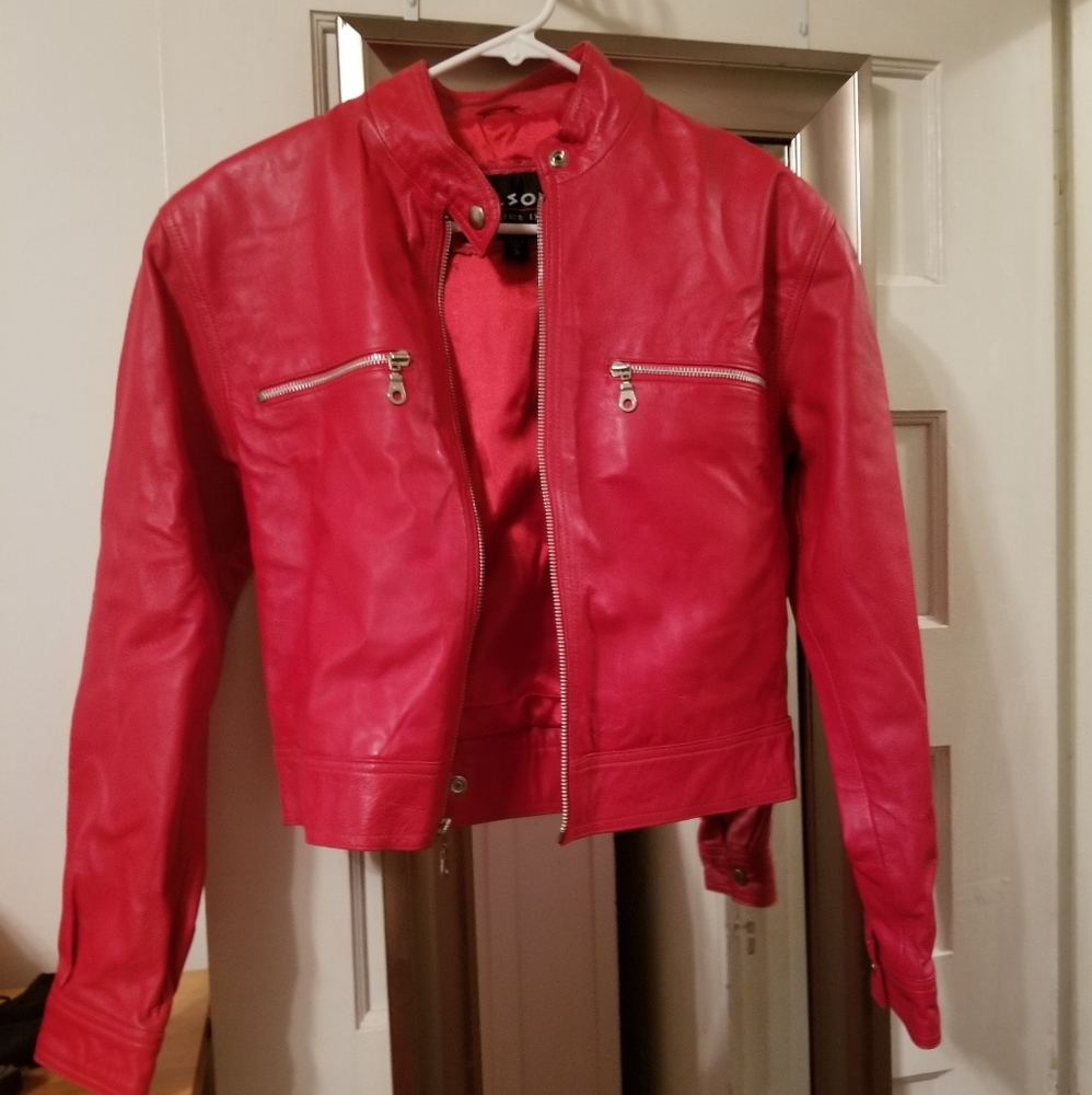 Leather motorcycle jacket